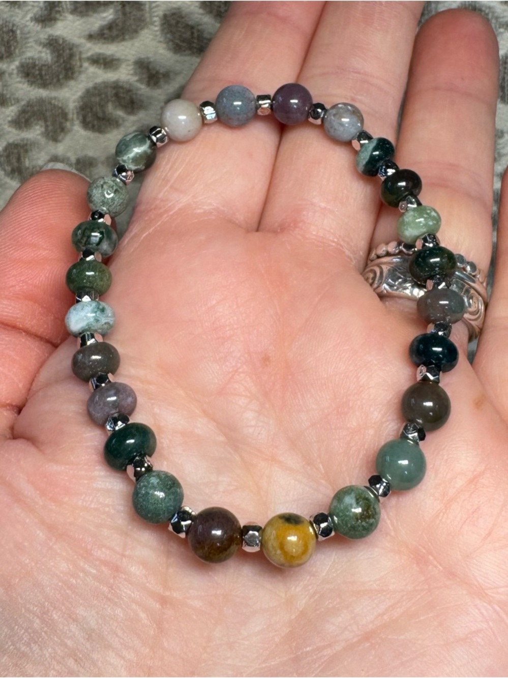Fancy Jasper Crystal Gemstone Stretch Bracelet *Stone Of Tranquility*